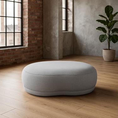 Imagem de Puff Orgânico para Sala de Estar Linho Judi Cinza