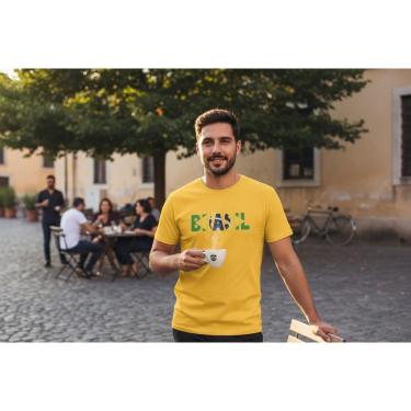 Imagem de Camiseta Casual Masculina Estampada Brasil Copa 2026 Malha Algodão do P ao G1-Masculino