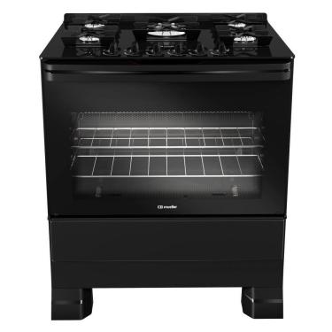 Imagem de Fogão Mueller 5 Bocas Preto Com Mesa De Vidro E Tripla Chama