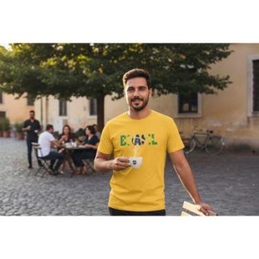 Imagem de Camiseta Casual Masculina Estampada Brasil Copa 2026 Malha Algodão do P ao G1-Masculino
