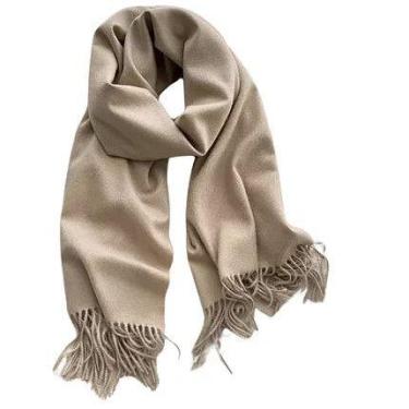 Imagem de Anti-pilling cachecol feminino de inverno com 180g Cor:Bege ClaroQUANT
