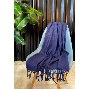 Imagem de Anti-pilling cachecol feminino de inverno com 180g Cor:Azul EscuroQUAN