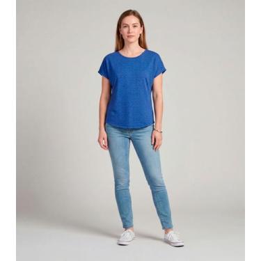 Imagem de Blusa Feminina Básica Manga Curta Infinita Cor Azul, G, Azul