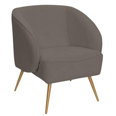 Imagem de Poltrona Para Sala De Estar Agnes Pés Aço Ouro Fosco Bouclé Marrom - Nexta Casa
