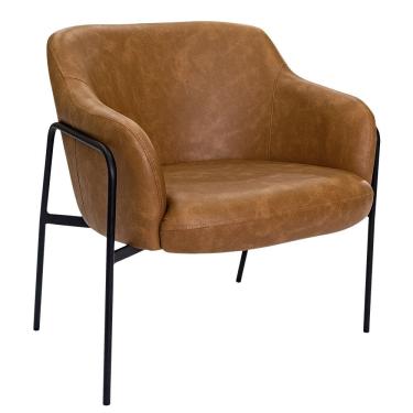 Imagem de Poltrona Decorativa Jade Base Aço Preto Corano Caramelo - Nexta Casa