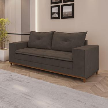 Imagem de Sofá Fixo 5 Lugares Dunas 2,20m Veludo Marrom