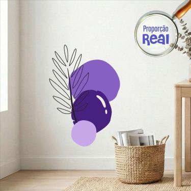 Imagem de Adesivo Floral Boho Roxo Estilo Nórdico 55x80 Minimalista Mod.02
