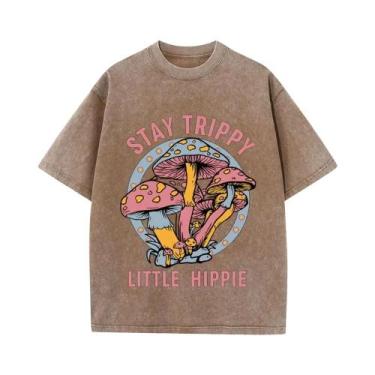 Imagem de Camisetas Femininas De Algodão Lavado Para O Verão Com Estampa De Cogu