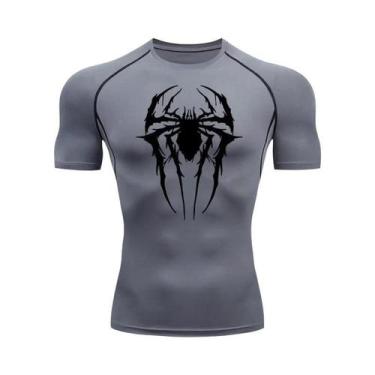 Imagem de Camiseta De Compressão Masculina Com Estampa De Aranha De Secagem Rápi