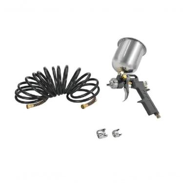 Imagem de Kit Acessórios para Compressor de Ar Kit Compact com Pistola por Gravidade e Mangueira em Espiral Residencial Schulz