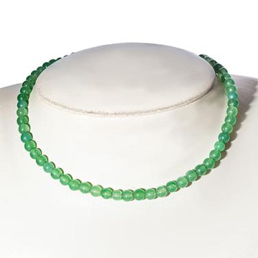 Imagem de Colar Choker Bolinha 6mm Pedra Quartzo Verde Rolada 40cm