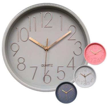 Imagem de Relógio de Parede Decorativo 23cm Redondo Moderno Silencioso Quartz De
