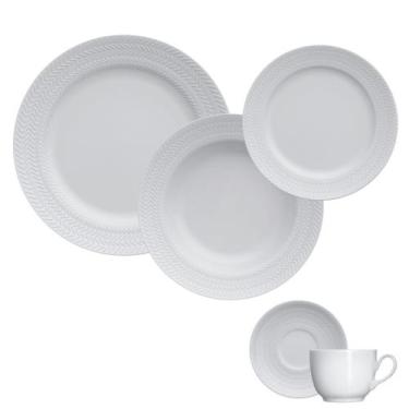 Imagem de Aparelho De Jantar 30 Peças Chevron Porcelana Branco Germer