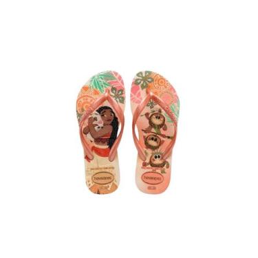 Imagem de Chinelo Slim Glitter Princesa Moana Havaianas 021076, Terracota, 26