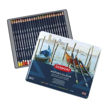 Imagem de Lápis de Cor Aquarelável Derwent Watercolour Lata 24 Cores