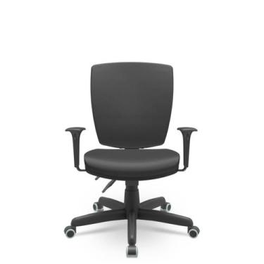 Imagem de Cadeira Escritório Altrix Espaldar Alto Back Couro Eco Preto - Plaxmet