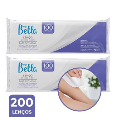 Imagem de Kit 2 Lenço para Depilação Limpeza de Pele Falso Tecido Fibra Natural Branco Depil Bella 100un