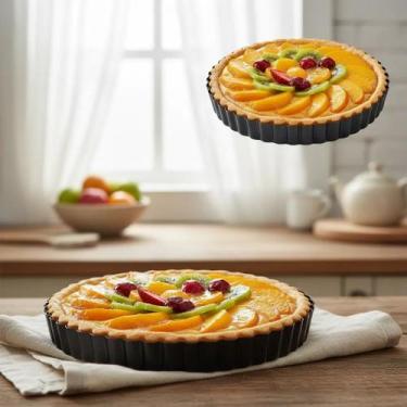 Imagem de Kit 02 Forma Torta Crespa Antiaderente Fundo Removível 17cm - Marcolar
