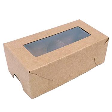 Imagem de 20 Caixas de papel kraft com visor, tamanho 8x4cm acompanha 40 forminhas pétalas, ideal para 2 doces.