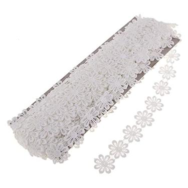 Imagem de Fita de borda de renda de flor de 13 metros com borda de 2,5 cm de largura bordada, aplique de costura, artesanato, decoração de vestido de noiva de casamento, branco