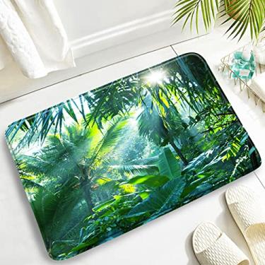 Imagem de Conjunto de tapetes de banho de selva tropical Floresta Palmeira Folhas de bananeira Natureza Cenário Porta Tapete Decoração de Casa de Banho Moderna Tapete de Toalete, DD, 4691ZW, 60x40cm, 23.6x15.7in
