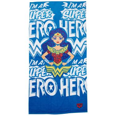Imagem de Arena Toalha De Banho Infantil Super Hero Jr Mulher Maravilha Tam M, 150X80cm, Azul