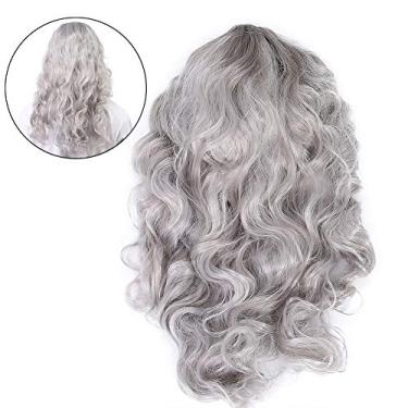 Imagem de Rotekt1740 Peruca de cabelo sintético encaracolado cinza prateado para mulheres