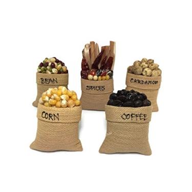 Imagem de 5 peças miniatura frutas alimentos vegetais ímã lembrança coleção 3D ímã de geladeira decoração de móveis feito à mão (feijão, café, milho, cardamomo, especiarias) 01