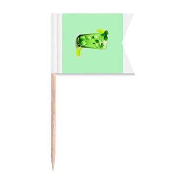 Imagem de Imagens bonitas realistas bandeiras de palito de cidra de frutas marcação para bolo de festa prato de queijo