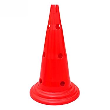 Imagem de 50cm / 20 "cone de esportes de plástico, cone de marcador de treinamento de futebol com buracos, equipamento de treinamento sensorial interno e externo (Color : Red, Size : 6pcs)