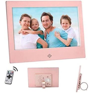 Imagem de Porta-retratos Digital, Porta-retratos Digital HD De 10 Polegadas Tela LED Widescreen 16:9 Com Slots Para Cartão SD USB E Imagem Digital Com Controle Remoto,Rosa,YUYANAIAI