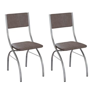 Imagem de Conjunto com 2 Cadeiras Dubbo Marrom e Cromado
