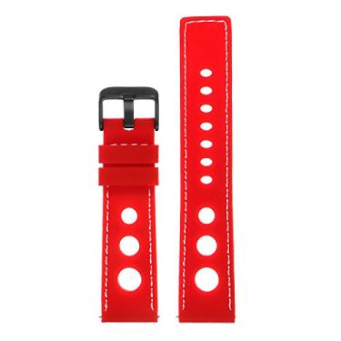 Imagem de Pulseira de rel gio de libera o r pida Rally de borracha de silicone StrapsCo - Escolha sua cor - 18 mm, 20 mm, 22 mm, 24 mm, Red & White (Black Buckle), 24mm