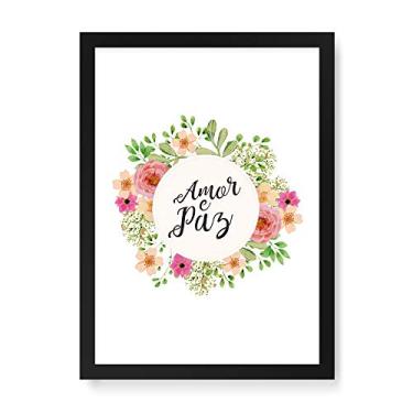 Imagem de Arte Maníacos Quadro Decorativo Amor e Paz - 23x16,25cm (Moldura em laca preta)