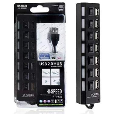 Imagem de Régua Adaptadora USB 2.0 Extensor 7 Portas LEd Indicador Switch HUBUSB - HiSpeed