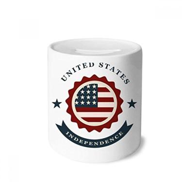 Imagem de DIYthinker Caixa de moedas de cerâmica USA Shied Independent Day America porta-moedas presente de cofrinho