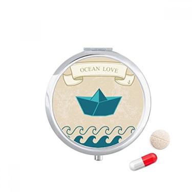 Imagem de Porta-comprimidos de papel dobrável Ocean Love Sea Sailing Boat caixa de armazenamento de remédios