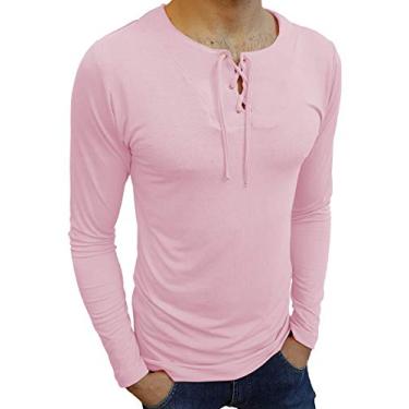 Imagem de Camiseta Bata Básica Manga Longa cor:rosa;tamanho:g