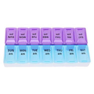 Imagem de HELYZQ Caixa organizadora de medicamentos com 14 compartimentos para tablet de 7 dias