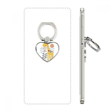 Imagem de Suporte de anel de celular amarelo de girafa de desenho animado com suporte universal