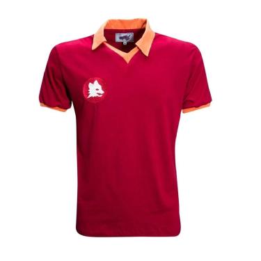 Imagem de Camiseta Polo Liga Retrô Roma 1983 Masculino - Vermelho e Laranja