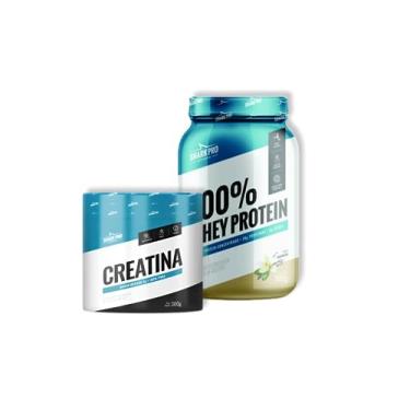 Imagem de Kit 100% Whey Protein Shark Pro 900G + Creatina Monohidratada 300G Escolha seu Sabor (Creatina + Whey Protein Baunilha)