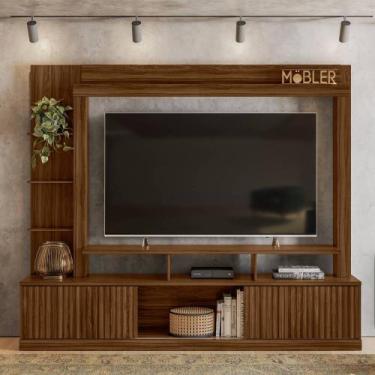 Imagem de Rack Painel Michele 210cm Tv 75" Castanho Wood Bnn Decor - Mobler