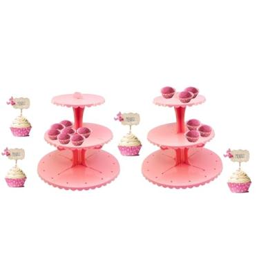 Imagem de 2 Suportes para Doces, Cup Cakes e Pirulitos Lembrancinhas Piruliteira Porta Balas Centro de Mesa Decora Festas (Rosa BB)