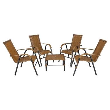 Imagem de Conjunto de Mesa de Centro e 4 Cadeiras Bela para Área Externa
