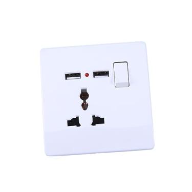 Imagem de OSALADI Placa De Tomada Elétrica Tomada De Parede Usb Dupla Carregador De Tomada De Parede Usb Tomada De Alimentação De Parede Tomada De Parede Com Usb Branco