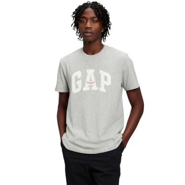 Imagem de GAP Camiseta masculina com logotipo original do arco, Cinza mesclado, GG