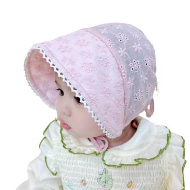 Imagem de Chapéu de sol infantil moderno - boné floral bordado de algodão macio, boné dobrável ajustável, lindo adereço para fotos para bebês rosa, rosa, Tamanho Único