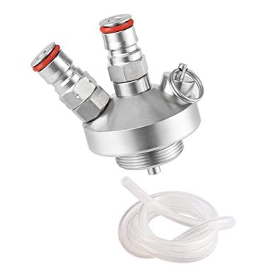 Imagem de Dispensador de mini barril de bloqueio de bola dupla, lança de barril de aço inoxidável com mangueira de cerveja de 101 cm para cerveja caseira, mini barril de cerveja Growler