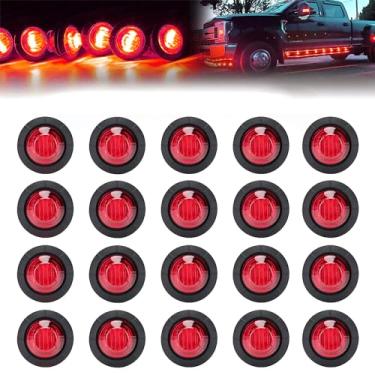 Imagem de FXC Luzes indicadoras redondas de 3/4" de LED, luzes marcadoras laterais dianteiras traseiras, 12 V para caminhonete, caminhão, ônibus, trailer, quadriciclo, UTV (20 peças, vermelho)